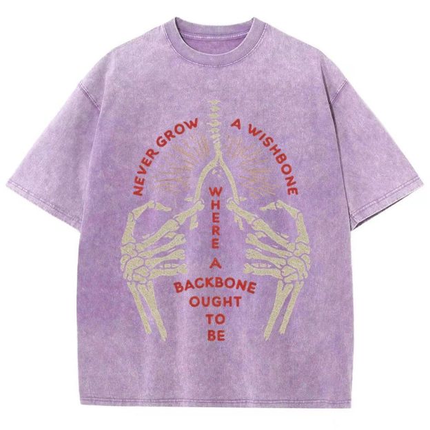 Vintage Skeleton Hands Wishbone Graphic Washed T-Shirt