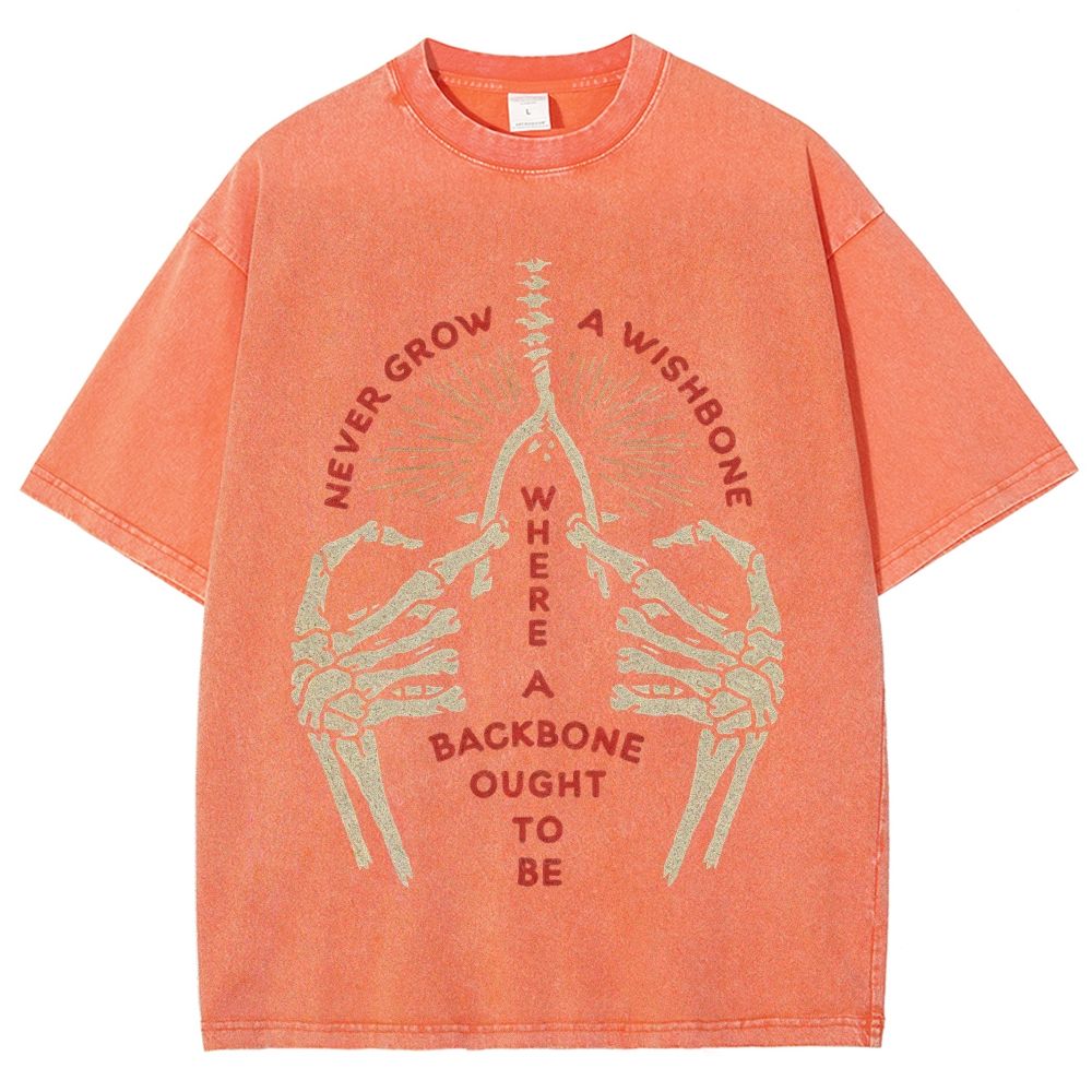 Vintage Skeleton Hands Wishbone Graphic Washed T-Shirt