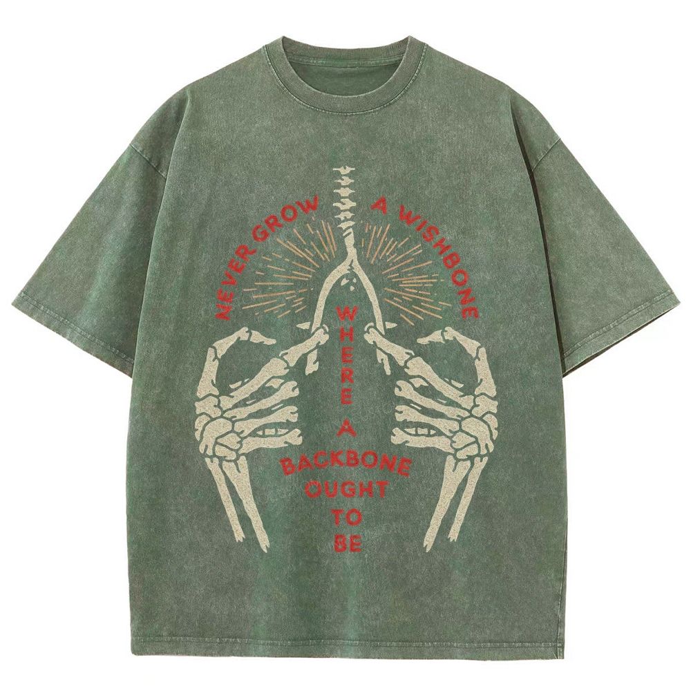 Vintage Skeleton Hands Wishbone Graphic Washed T-Shirt