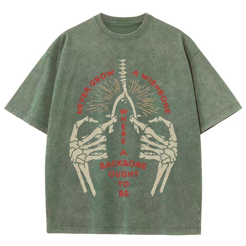 Vintage Skeleton Hands Wishbone Graphic Washed T-Shirt