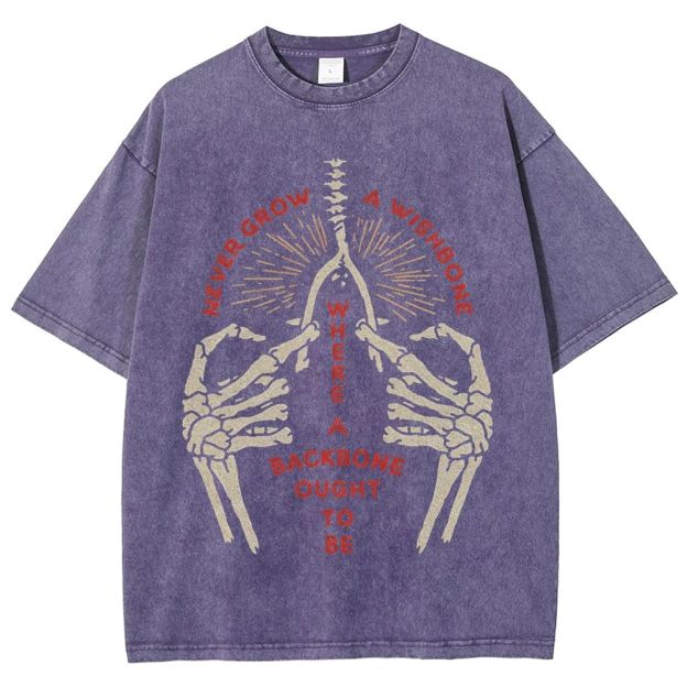 Vintage Skeleton Hands Wishbone Graphic Washed T-Shirt