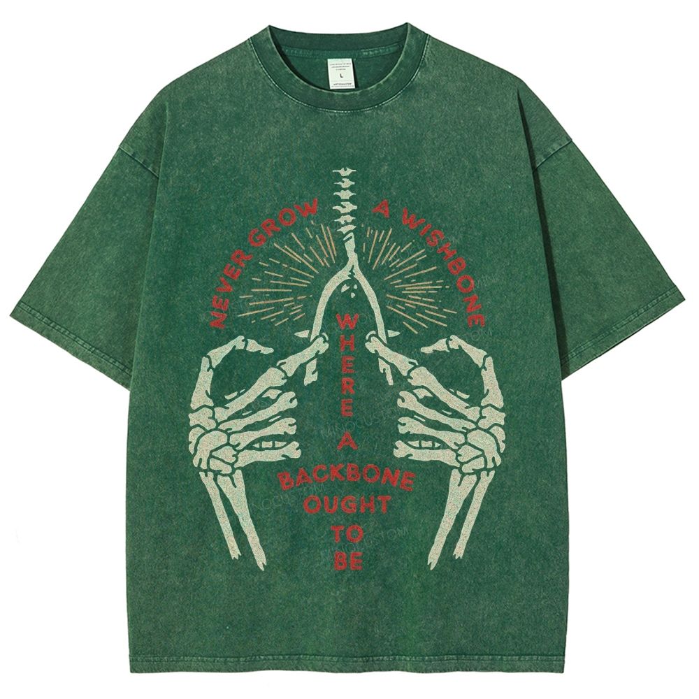 Vintage Skeleton Hands Wishbone Graphic Washed T-Shirt