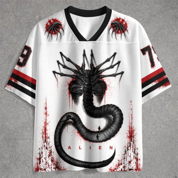 Dark Sci-Fi Parasite Creature Bloody Splatter Jersey Shirts