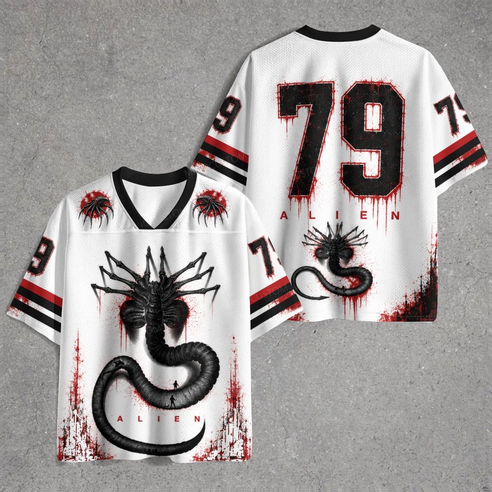 Dark Sci-Fi Parasite Creature Bloody Splatter Jersey Shirts