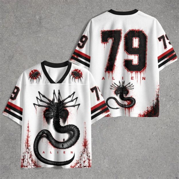 Dark Sci-Fi Parasite Creature Bloody Splatter Jersey Shirts