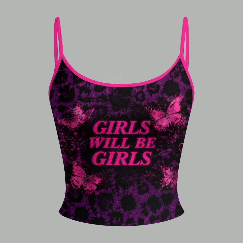 Girls Will Be Girls Y2k Print Top & Elasticated Trousers Two-Piece Set