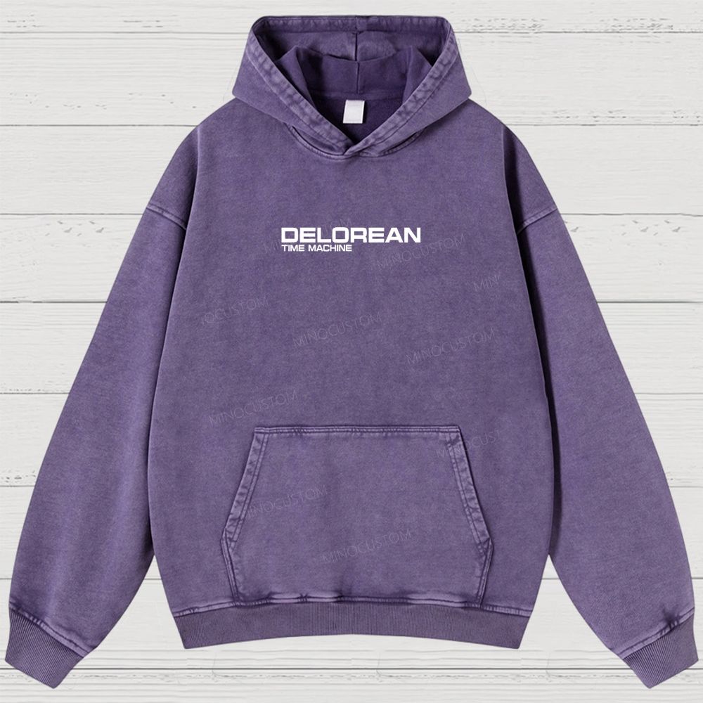 Retro Future DeLorean Time Machine Vintage Washed Hoodies 