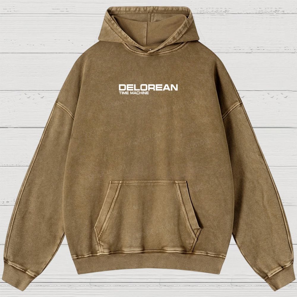 Retro Future DeLorean Time Machine Vintage Washed Hoodies 