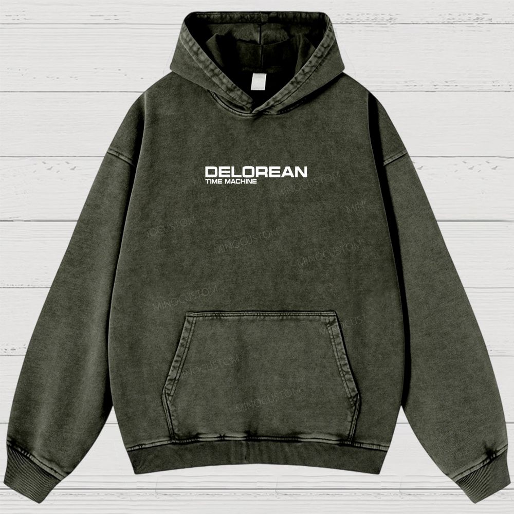Retro Future DeLorean Time Machine Vintage Washed Hoodies 