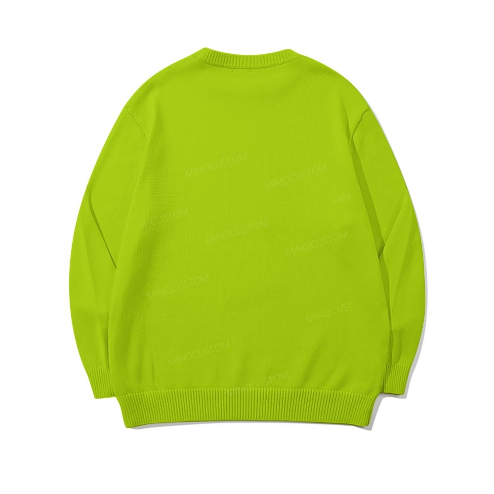 Neon Green Retro Punk Graphic  Block Raglan Long Sleeve Cotton Sweater 