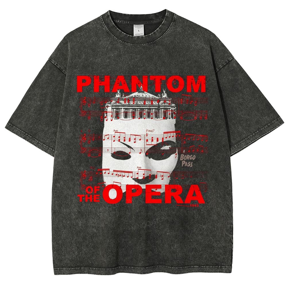 Theater Mask Musical Sheet Music Retro Washed T-Shirt