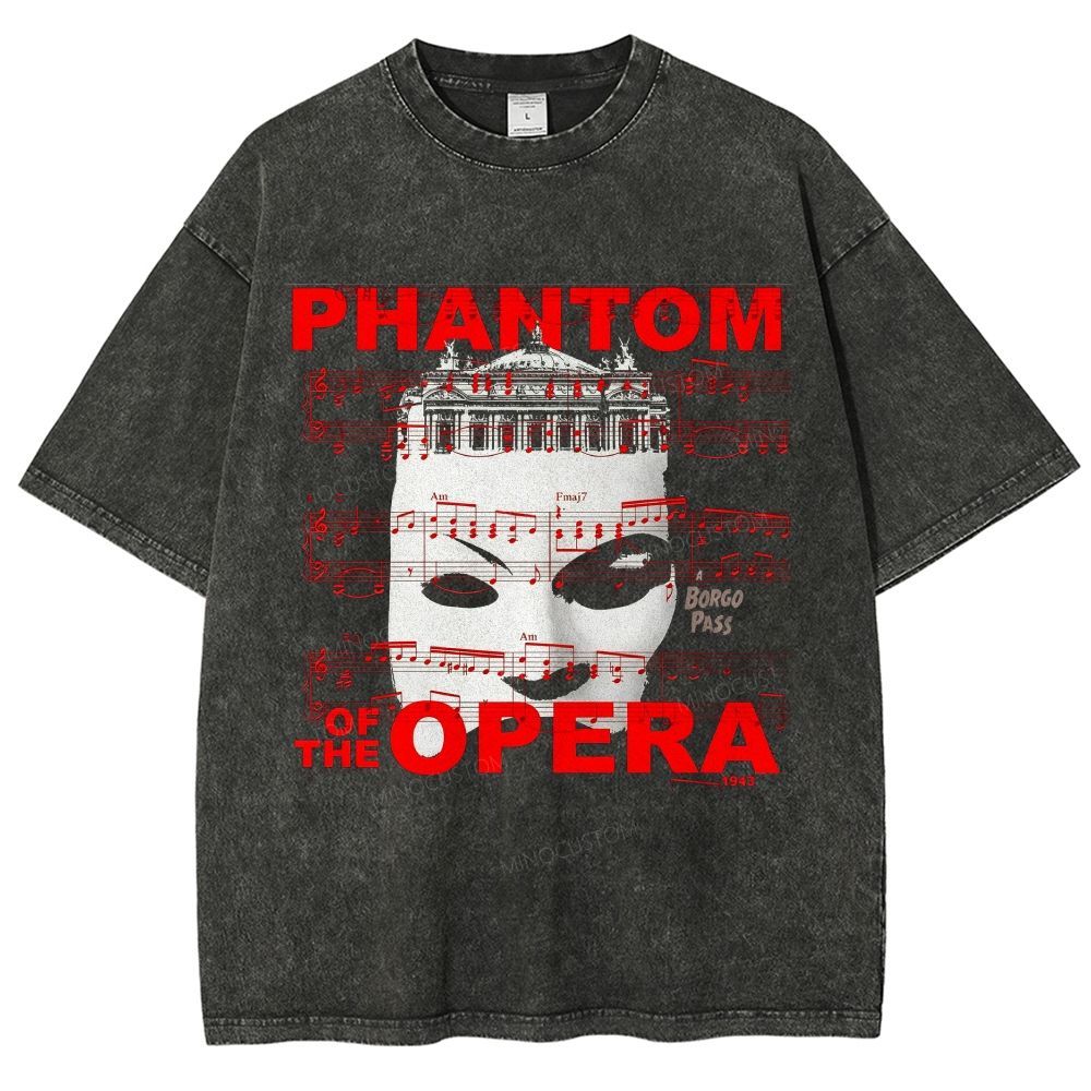 Theater Mask Musical Sheet Music Retro Washed T-Shirt