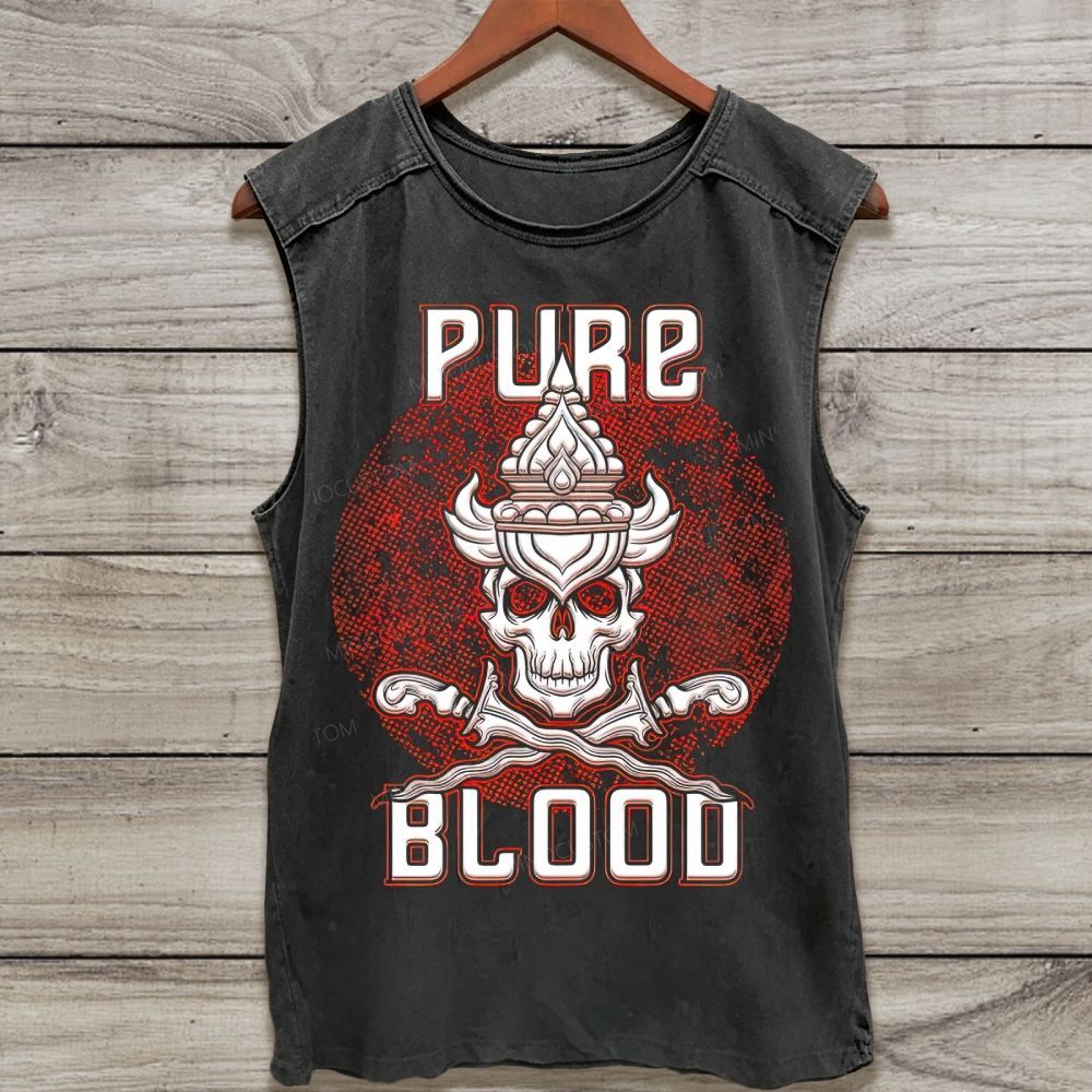 Skull Crossed Daggers Retro Grunge Washed Tank Top