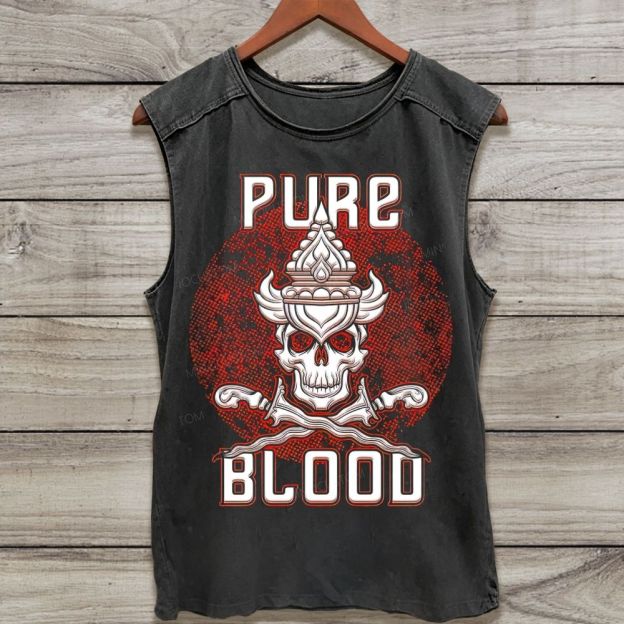 Skull Crossed Daggers Retro Grunge Washed Tank Top