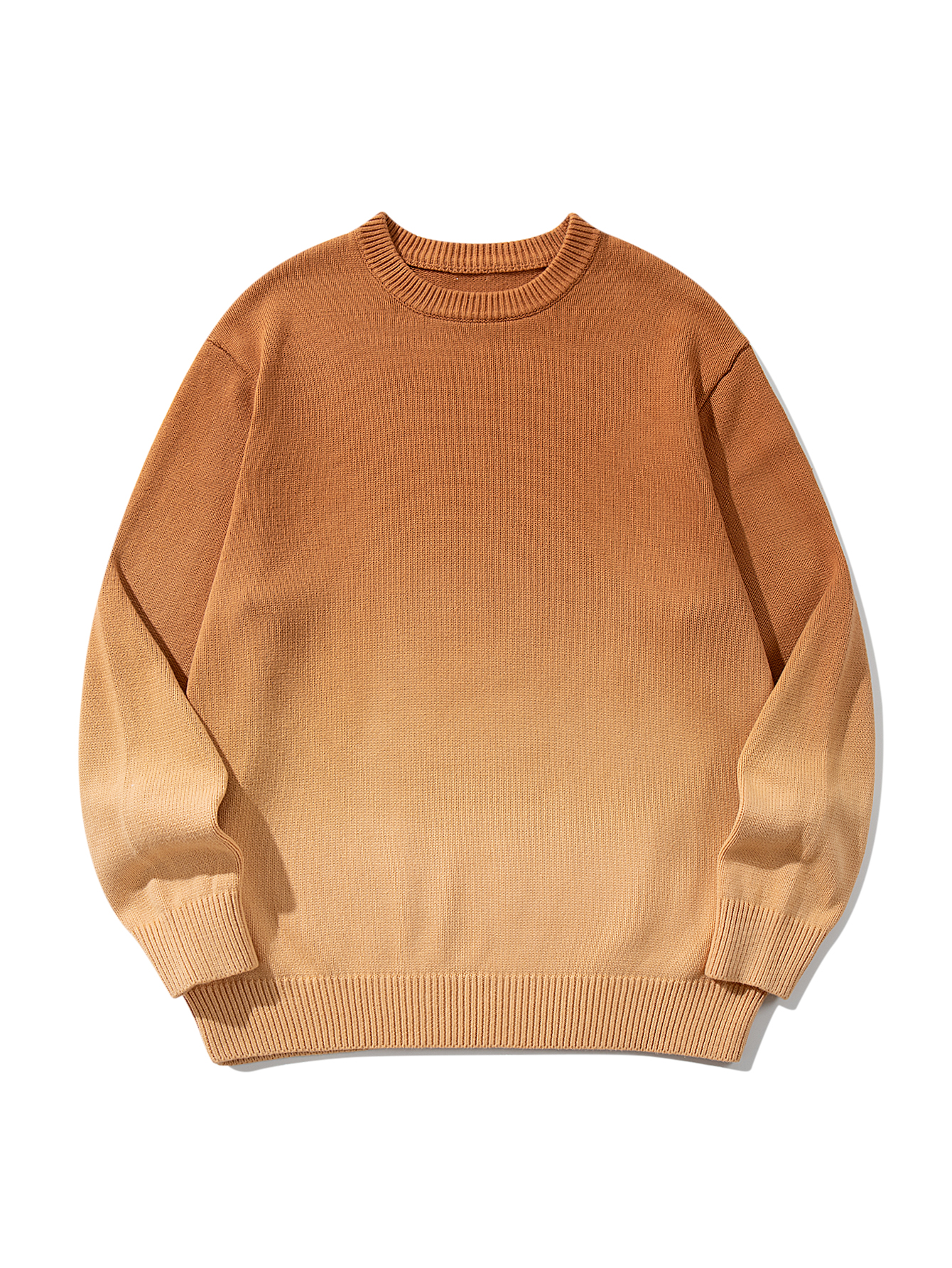 Retro Classic Gradient round neck long-sleeved knit sweater