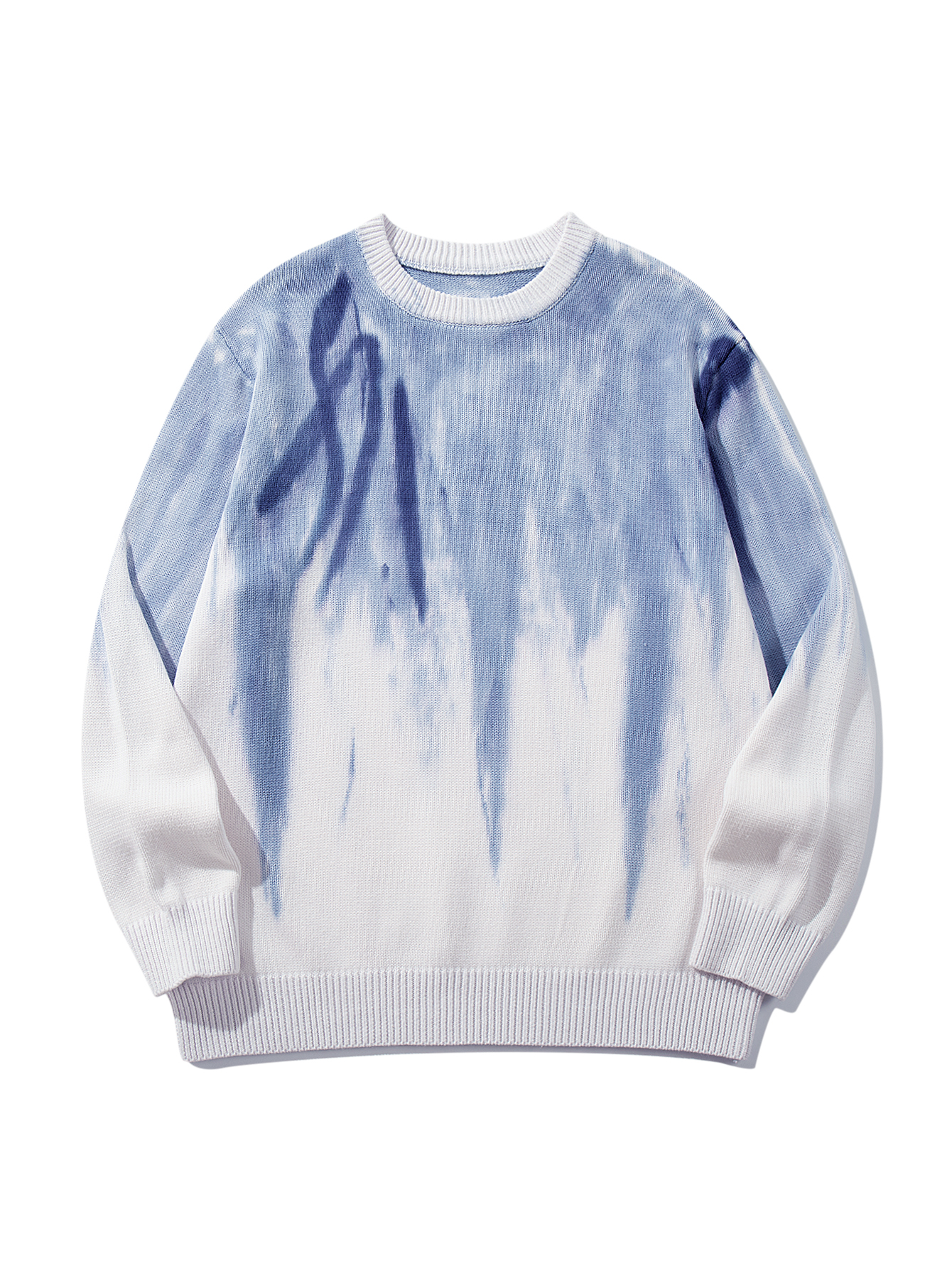 Retro Classic Gradient multi-color tie-dye crew neck sweater