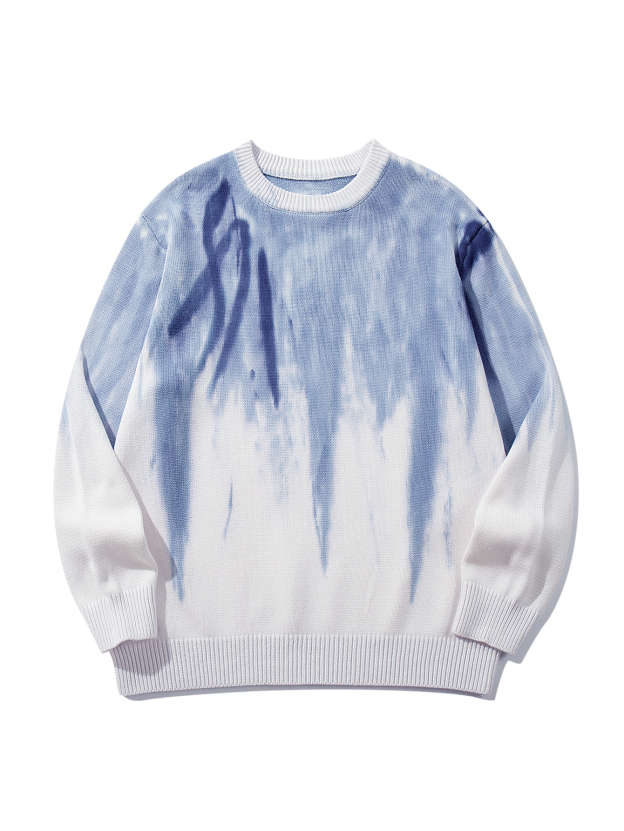 Retro Classic Gradient multi-color tie-dye crew neck sweater