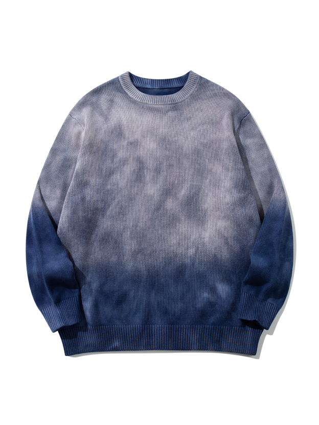 Retro Classic  Gradient Tie Dye Knit Pullover Sweater