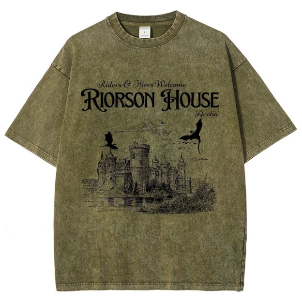 Vintage Medieval Dragon Castle Graphic Washed T-Shirt