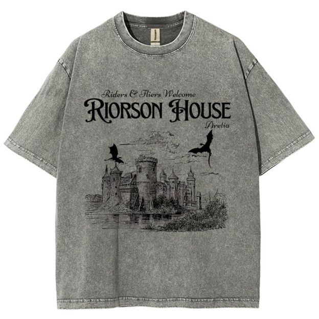 Vintage Medieval Dragon Castle Graphic Washed T-Shirt