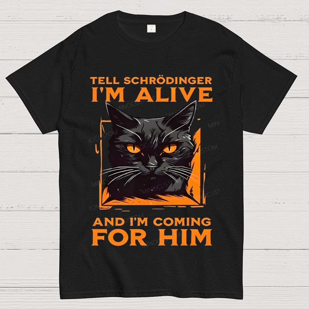 Funny Schrödinger's Cat Graphic Cotton T-Shirt