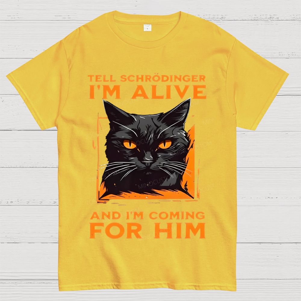 Funny Schrödinger's Cat Graphic Cotton T-Shirt