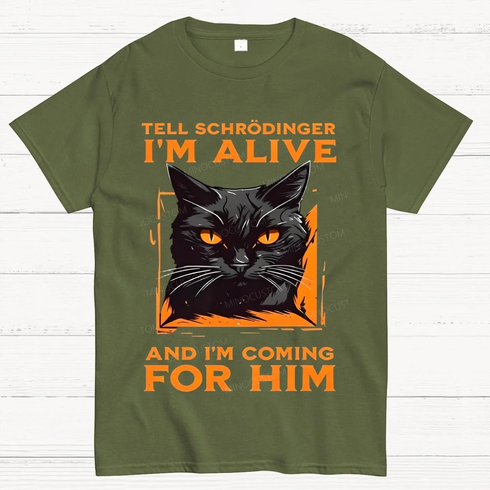 Funny Schrödinger's Cat Graphic Cotton T-Shirt