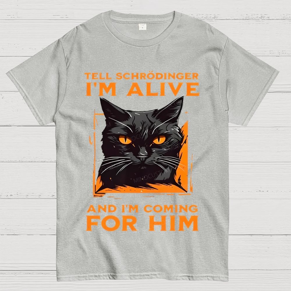 Funny Schrödinger's Cat Graphic Cotton T-Shirt