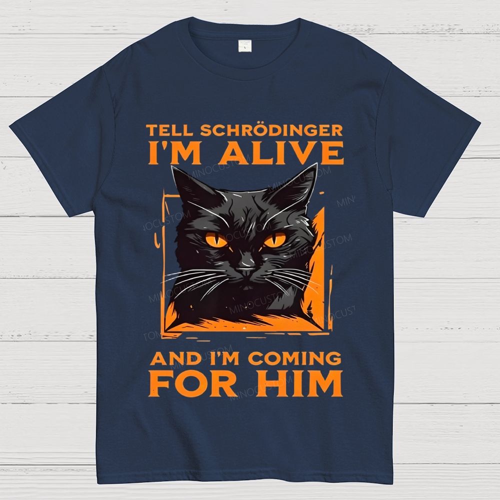Funny Schrödinger's Cat Graphic Cotton T-Shirt