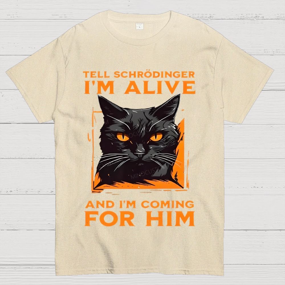 Funny Schrödinger's Cat Graphic Cotton T-Shirt