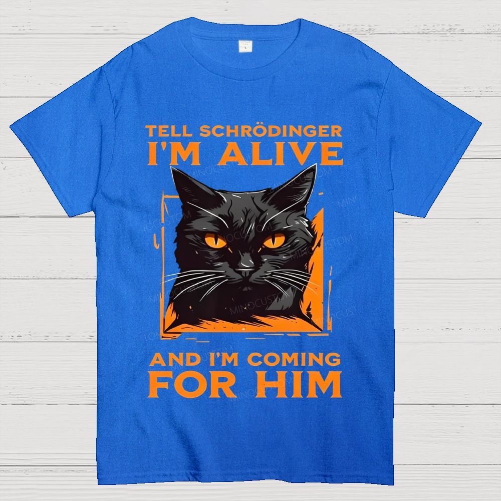 Funny Schrödinger's Cat Graphic Cotton T-Shirt