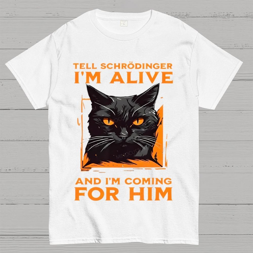Funny Schrödinger's Cat Graphic Cotton T-Shirt