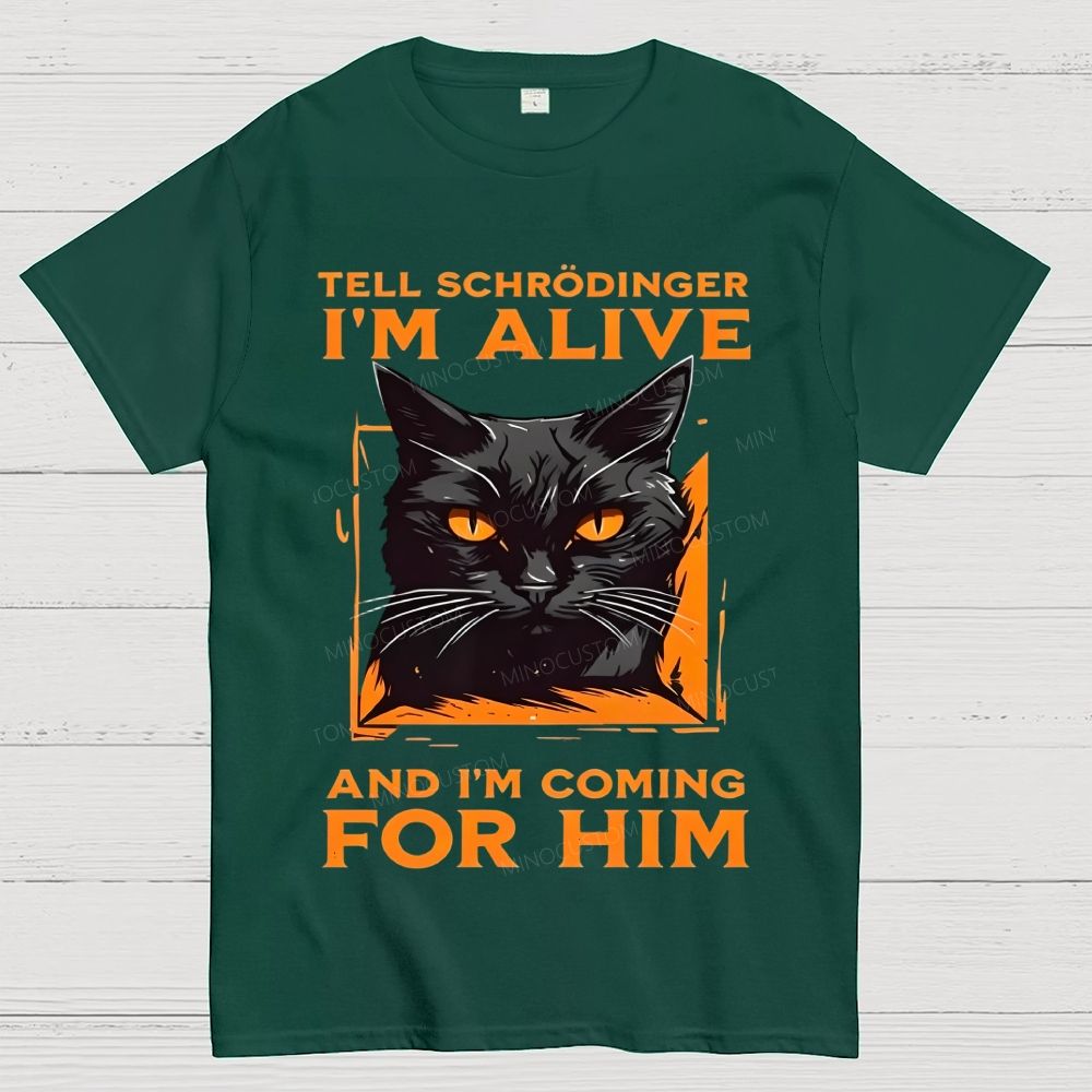 Funny Schrödinger's Cat Graphic Cotton T-Shirt
