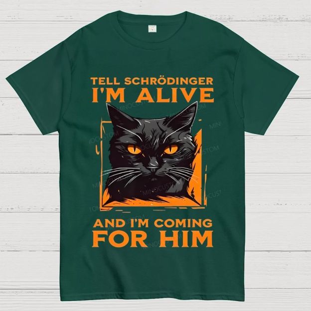 Funny Schrödinger's Cat Graphic Cotton T-Shirt