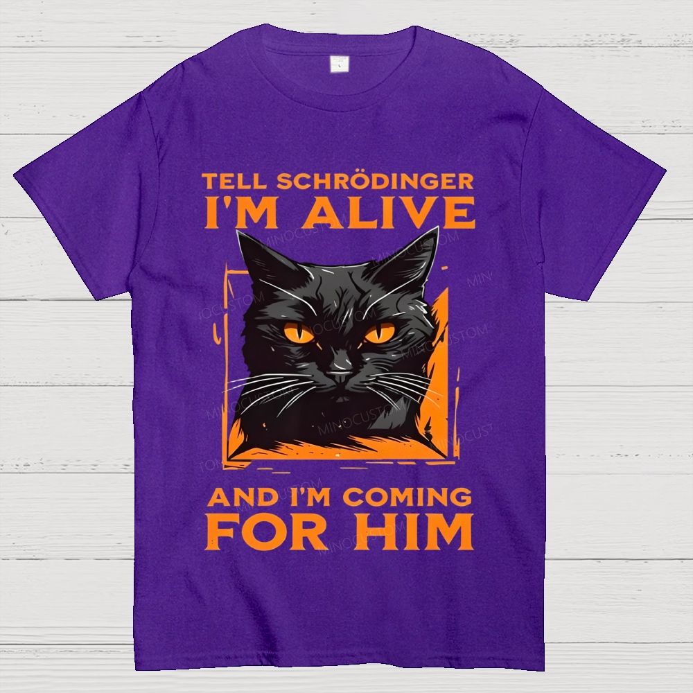 Funny Schrödinger's Cat Graphic Cotton T-Shirt