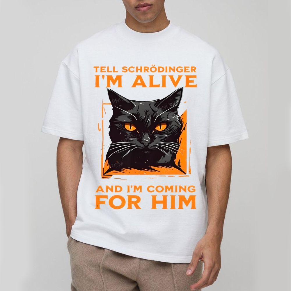 Funny Schrödinger's Cat Graphic Cotton T-Shirt