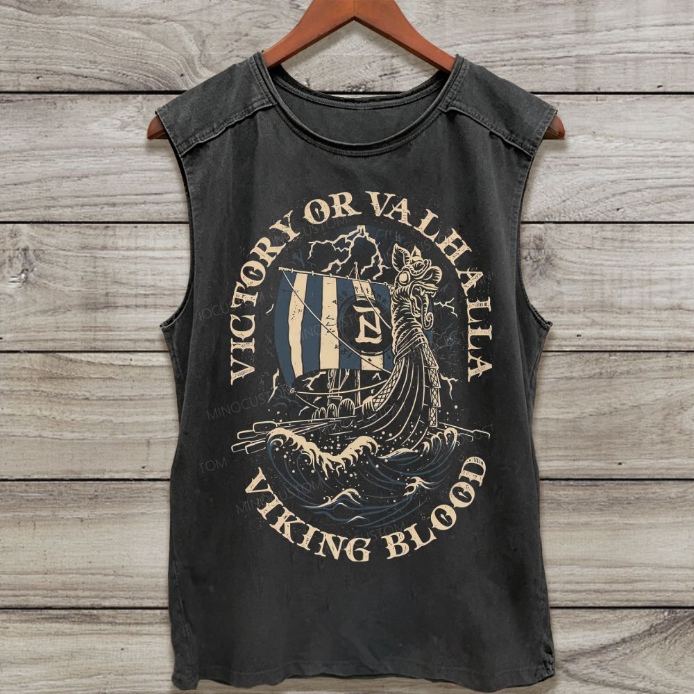 Viking Valhalla Inspired Washed Tank Top