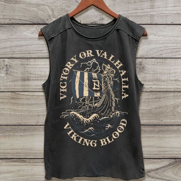 Viking Valhalla Inspired Washed Tank Top