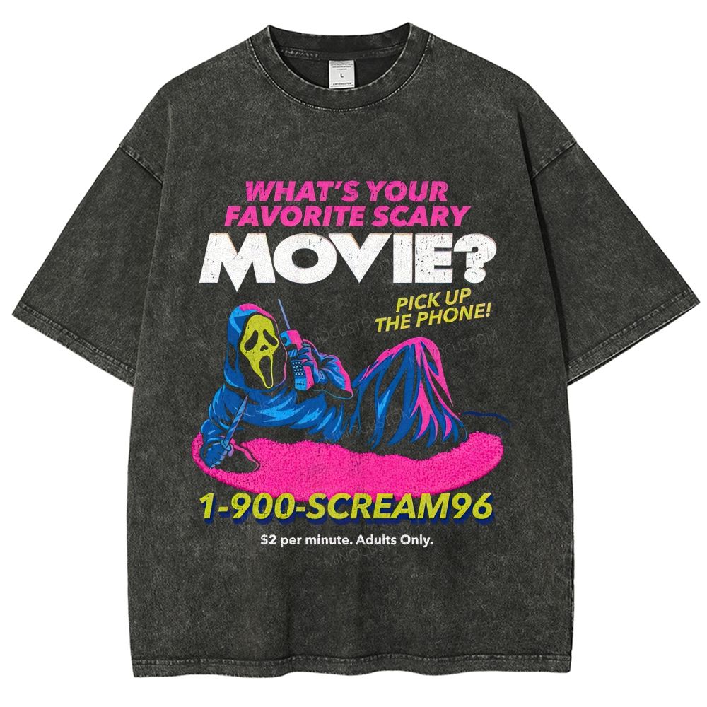 Retro Horror Ghostface Inspired Graphic Washed T-Shirt