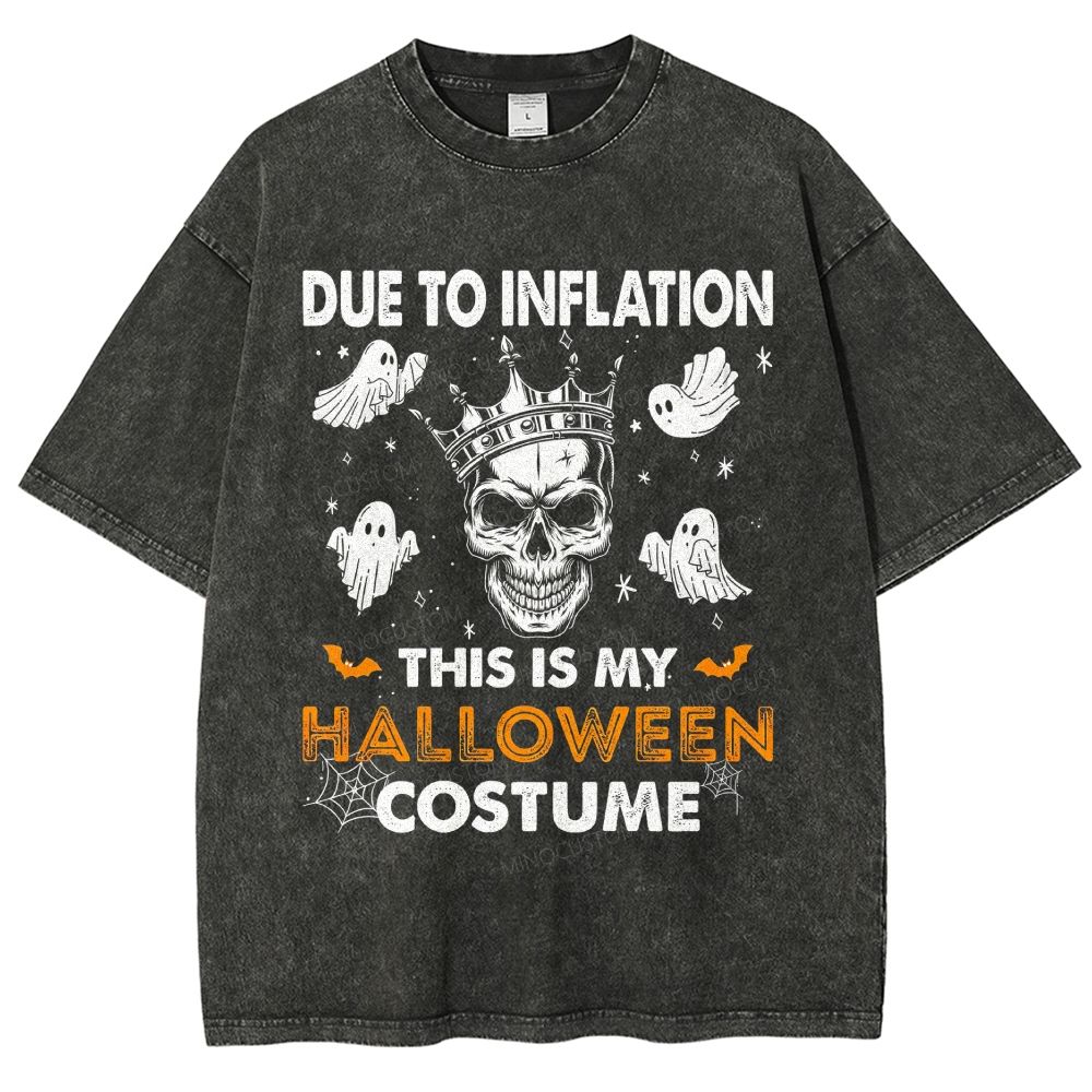 Funny Inflation Joke Halloween Graphic Washed T-Shirt