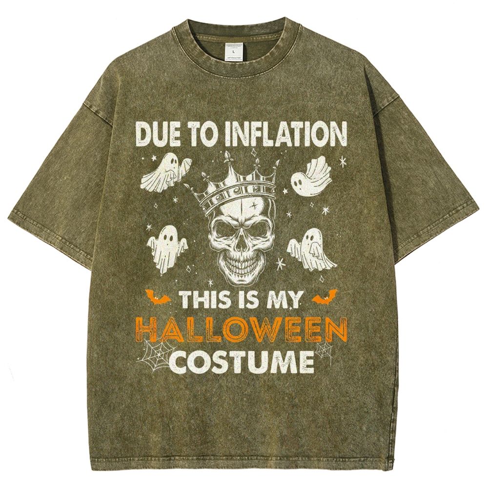 Funny Inflation Joke Halloween Graphic Washed T-Shirt