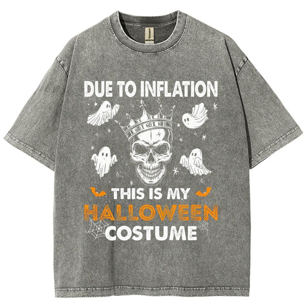 Funny Inflation Joke Halloween Graphic Washed T-Shirt