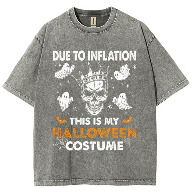 Funny Inflation Joke Halloween Graphic Washed T-Shirt