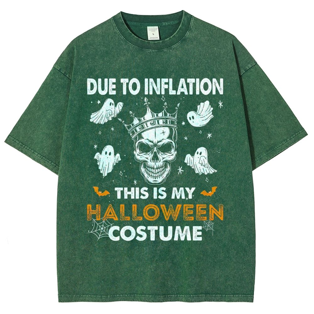 Funny Inflation Joke Halloween Graphic Washed T-Shirt