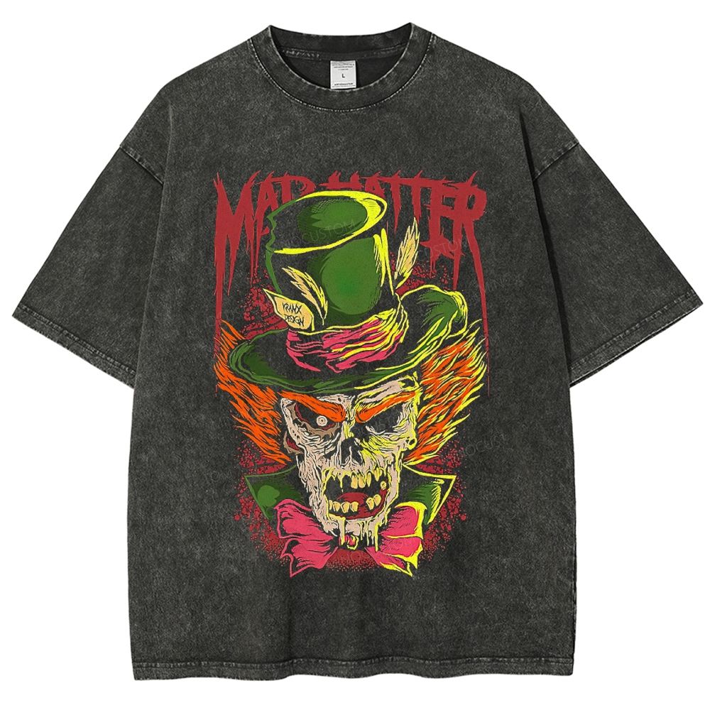 Dark Zombie Inspired Graphic Washed T-Shirt