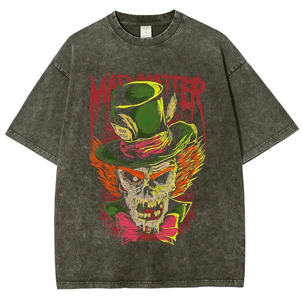 Dark Zombie Inspired Graphic Washed T-Shirt