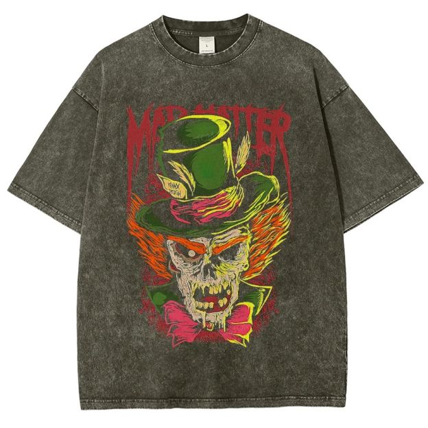 Dark Zombie Inspired Graphic Washed T-Shirt