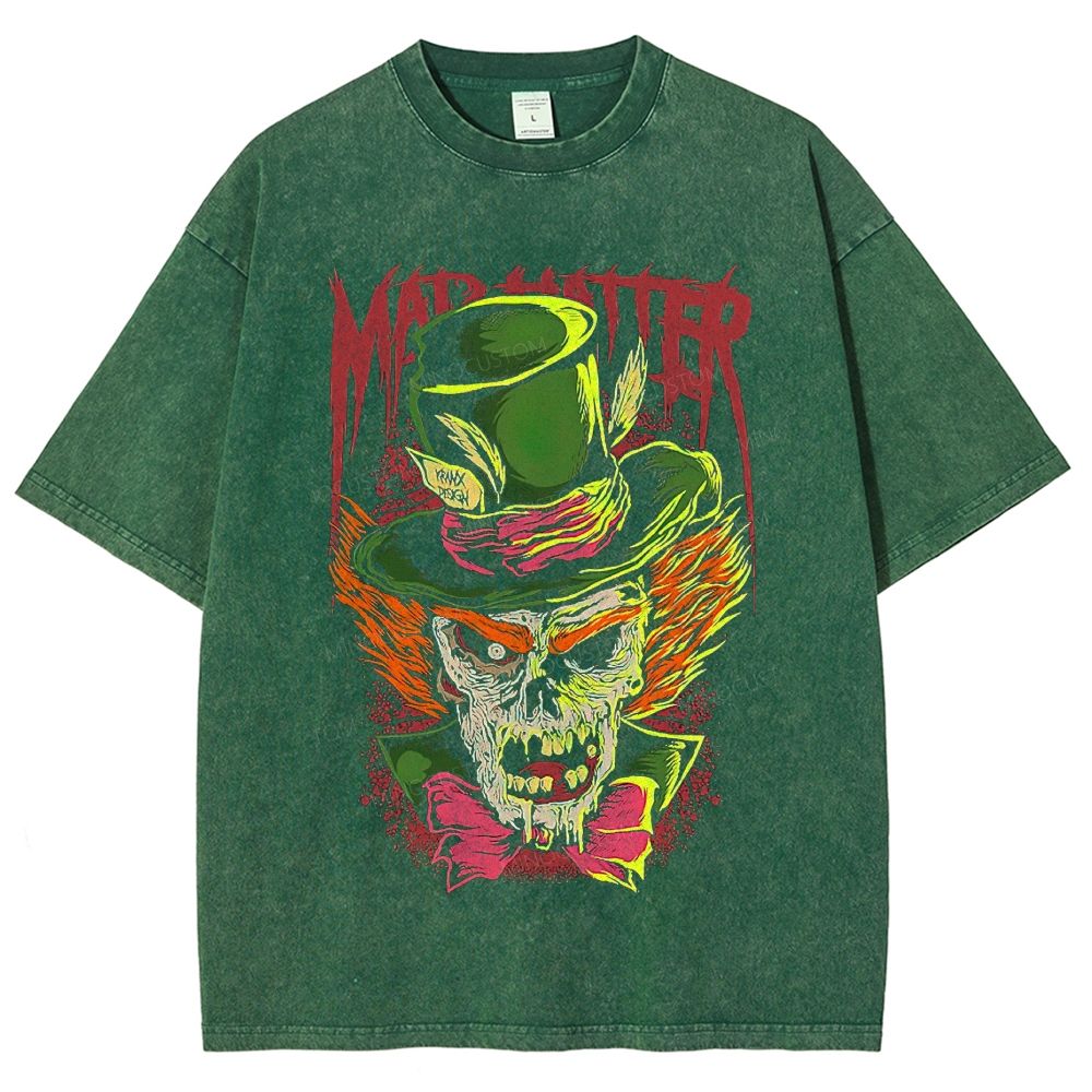Dark Zombie Inspired Graphic Washed T-Shirt
