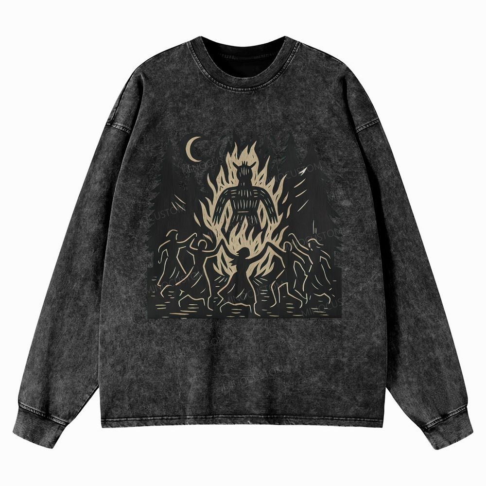 Long Live Wild Women Unisex Casual Washed Long-Sleeved T-Shirt