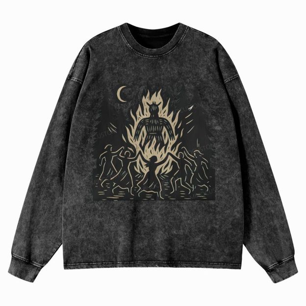 Long Live Wild Women Unisex Casual Washed Long-Sleeved T-Shirt